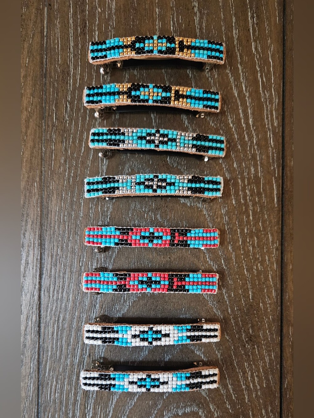 Hand Beaded Barrette Set, Sold As Pairs.